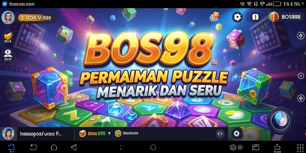 Screenshot gameplay BOS88 menunjukkan tantangan puzzle yang seru dan warna-warni.