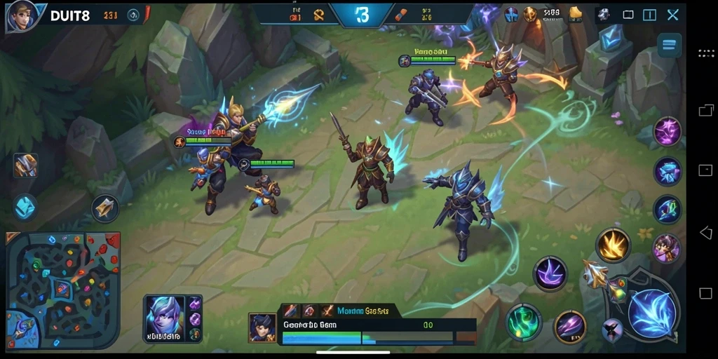 Tampilan gameplay MOBA yang seru di DUIT8.