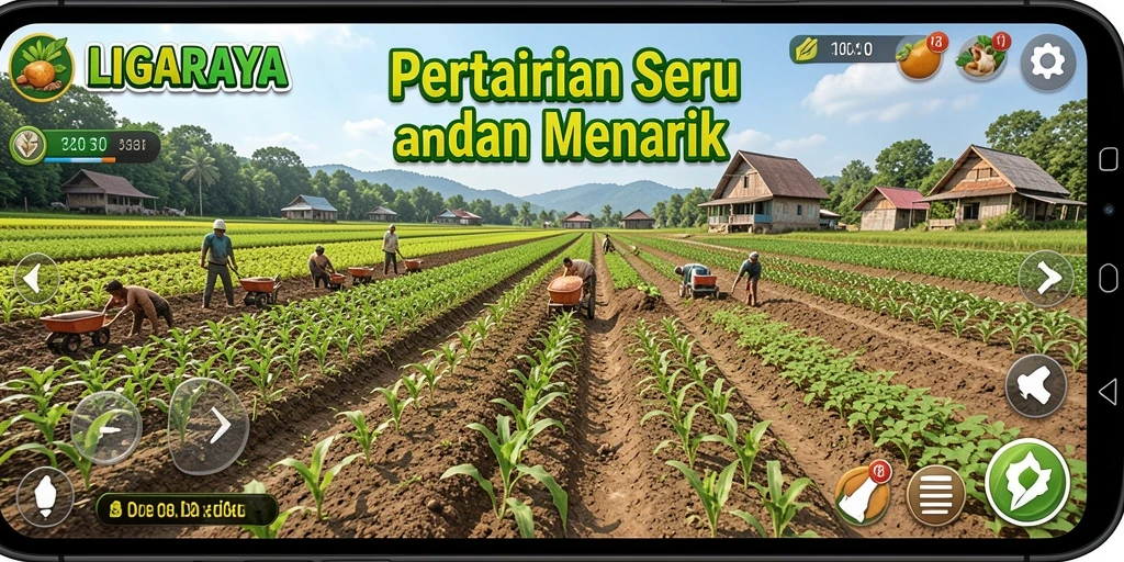 Screenshot LIGARAYA menampilkan aktivitas bertani yang seru dan interaktif.
