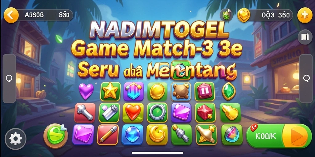 Screenshot NADIMTOGEL menampilkan gameplay Match-3 yang menawan.