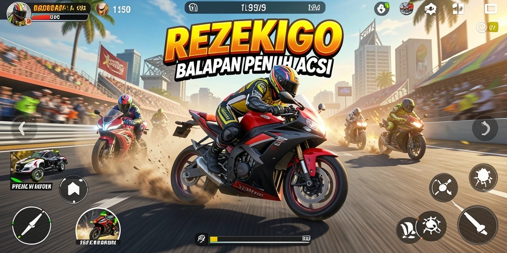 Tangkapan layar menunjukkan balapan mendebarkan dengan grafis yang tinggi.