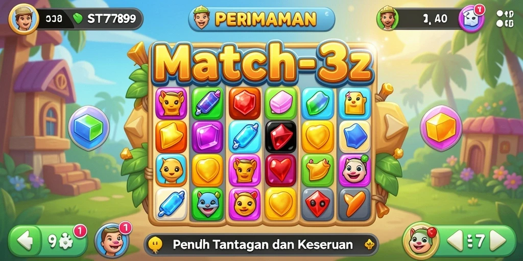 Tampilan gameplay ST789 yang seru dalam permainan Match-3.